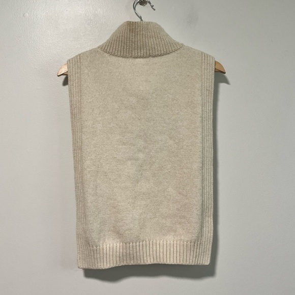 H&M Cream Knit Half-Zip Sweater Vest One Size High Neck Layering Piece - Picture 8 of 14